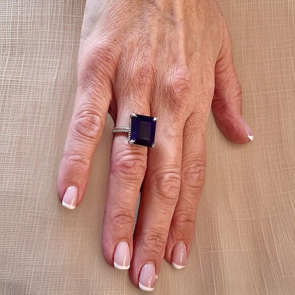 Natural Solitaire Sapphire Ring 6.5 14k W Gold 7 TCW Certified $3,150 310545 - Picture 6 of 15